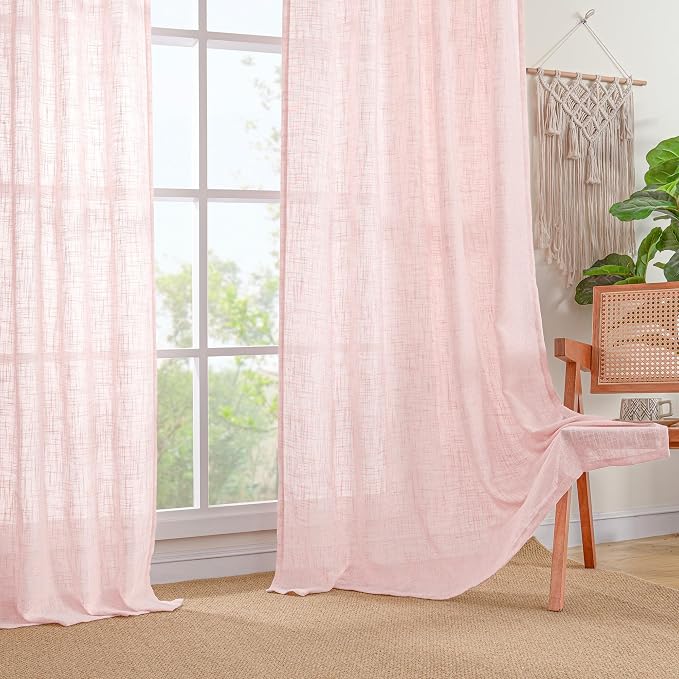 Semi Sheer Linen Curtains 45 Inches Long - Image 9