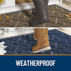 OLANLY Front Door Mat Outside 47x23, All-Season Absorbent Rubber Doormat | Grey - Image 3