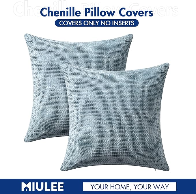 MIULEE Decorative Coastal Blue Euro Sham Pillow Covers 24x24 Inch 2 Pack | - Image 7