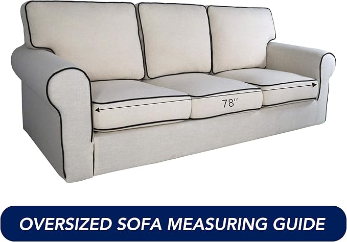 PureFit Stretch Oversized Couch Covers Fleece Sofa Slipcovers Tan | 1-Piece - Image 6