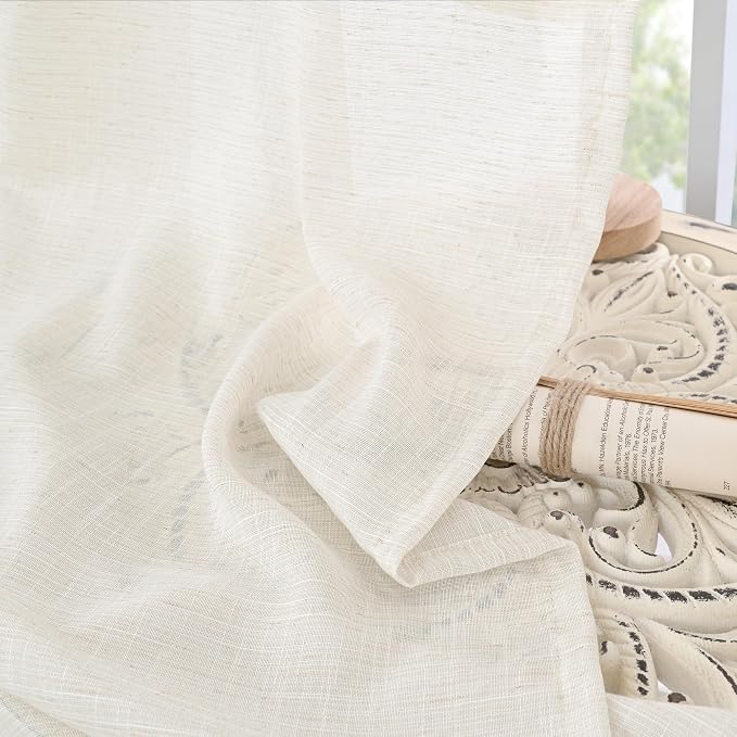 BGment 90 Inches Long Curtains Linen Semi Sheer, Light Filtering Window - Image 7