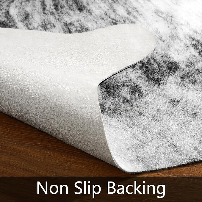 Western Faux Cowhide Rug, Animal Cow Hide Rug, 3.6 x 2.3 Ft Black | Premium - Image 4