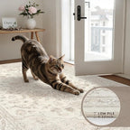6x9 Area Rugs Living Room: Bedroom Washable Carpet Beige White | Vintage Boho - Image 7