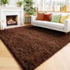 Amdrebio Chocolate Brown Furry Area Rug 5x7 - Image 5
