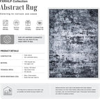 8x10 Area Rug Living Room: Modern Washable Indoor Carpet Black | - Image 2