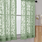 Furman Cafe Curtains 36 Inch Length 2 Panels Set, Elegant Geometric Jacquard by OWENIE