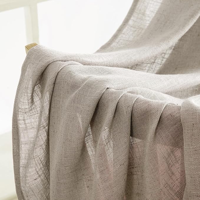 MIULEE Burlywood Birch Linen Curtains 52x54 Inch Long 2 Panels - Image 6