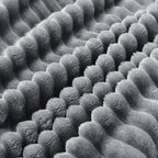 BEDELITE 3D Ribbed Jacquard Grey Fleece Throw Blanket - Image 6