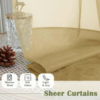Gold Sheer Curtains 108 Inches Long 2 Panels, Dual Rod Pocket Light Filtering - Image 8