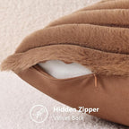 decorUhome Fall Faux Fur Throw Pillow Covers 22x22 Set of 2 Brown | Decorative - Image 8