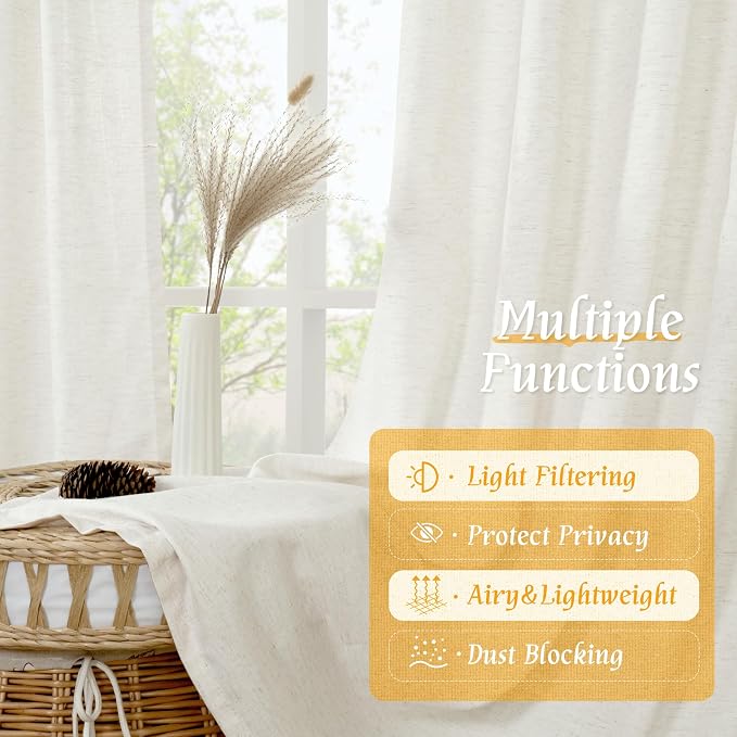 Natural Linen 63 Inch Length Curtains - Image 9