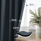 100% Blackout Linen Curtains 90 Inch Length 2 Panels Set - Image 4