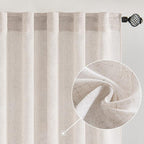 MIULEE White Linen Curtains 42x84 Inch Length 2 Panels by MIULEE