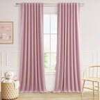 Rose 100% Blackout Linen Curtains 96 Inch Length 2 Panels Set by Guken
