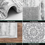 HEBE Area Rug for Living Room 4'x6', Washable Non Slip Boho Bedroom Rug | Large - Image 4