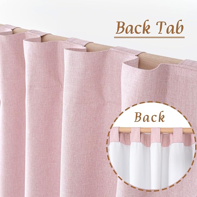 Pink Linen 100% Blackout Window Curtains 45 Inch - Image 6