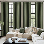 MIULEE Olive Green Pinch Pleated 100% Blackout Linen Curtains 40x90 Inches | - Image 7