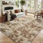 6x9 Large Tie-Dyed Beige Fluffy Area Rug Non-Slip by ModernHomeDecor