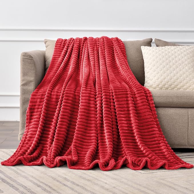 BEDELITE 3D Ribbed Jacquard Red King Size Blankets - Image 8