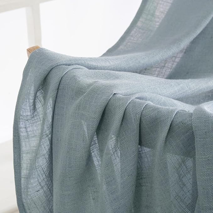 MIULEE Dusty Blue Short Linen Curtains 52x45 Inch Long 2 Panels - Image 6
