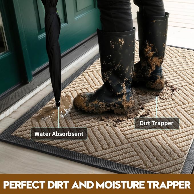 Front Door Mat, Heavy Duty Waterproof Doormat 61.5"x36", Stain Fade Resistant - Image 3