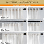 MYSKY HOME Natural Linen White Curtains 80 Inches Long, Semi Sheer Soft Cotton - Image 4