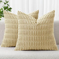 MIULEE Corduroy Decorative Throw Pillow Covers 16x16 Beige Pack of 2 | Soft by MIULEE