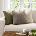 MIULEE Chenille Textured Lumbar Throw Pillow Covers Taupe Grey 12x20 | Set of 2 - Image 4