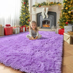Amdrebio Purple Furry Shag Area Rug 5x8 by Amdrebio