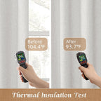 Short Window Linen Curtains 48 Inch Length 2 Panels, Light Grey | 100% Blackout - Image 4