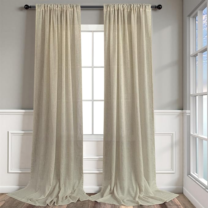 90 Inch Linen Curtains 2 Panels - Image 9