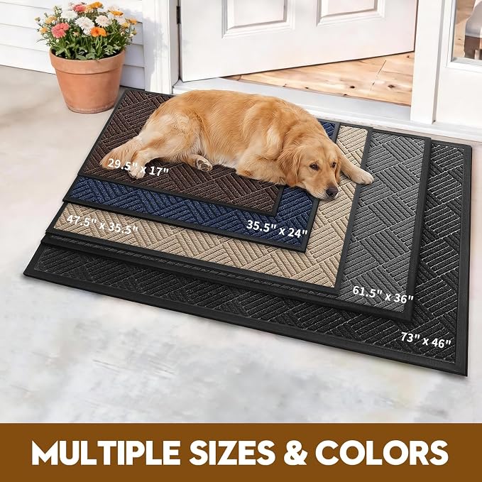 Front Door Mat, Heavy Duty Waterproof Doormat 73"x46", Stain Fade Resistant - Image 4