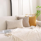 Set of 4 Beige Brown Coffee Decorative Throw Pillow Covers 22x22 Inch Corduroy - Image 3