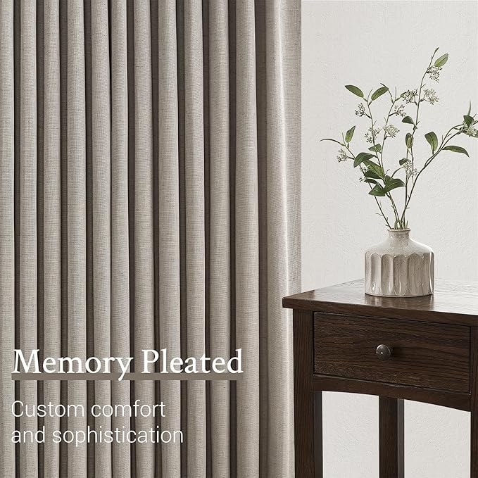 Topfinel Pinch Pleated Curtains 90 Inches Long 2 Panels Set, Burlywood Semi - Image 5