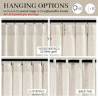 Extra Wide Semi Sheer Linen Curtains 96 Inch Long 2 Panels Set - Image 5