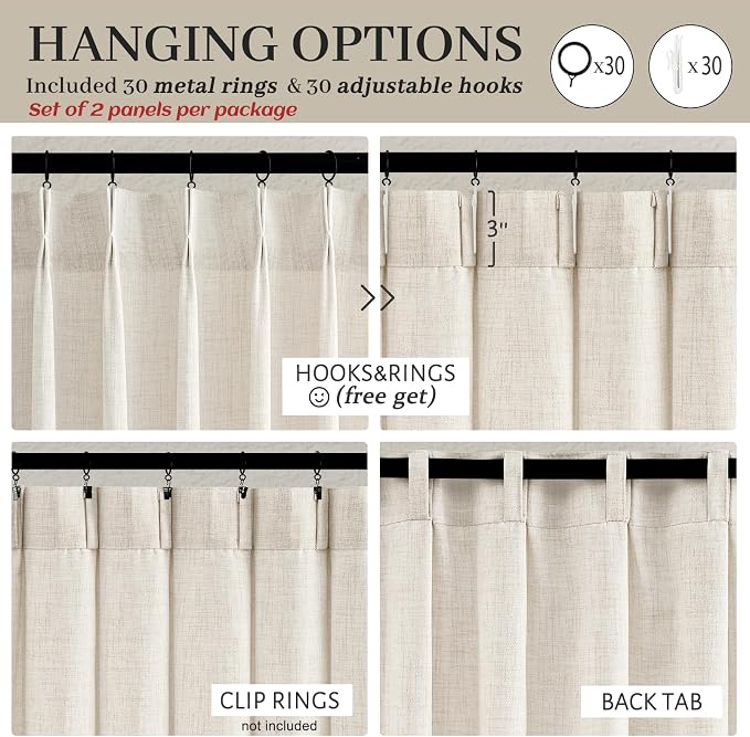 100 Inch Extra Wide Linen Sheer Curtains 84 Inch Long 2 Panels Set - Image 4