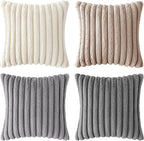 MIULEE Faux Fur Plush Decorative Throw Pillow Covers 18x18, Soft Boho Farmhouse - Image 8