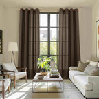 YoungsTex Brown Linen Curtains 95 Inches Long 2 Panels - Image 2