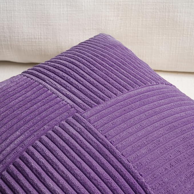 Fancy Homi 2 Packs Purple Long Lumbar Decorative Throw Pillow Covers 12x24 Inch - Image 3