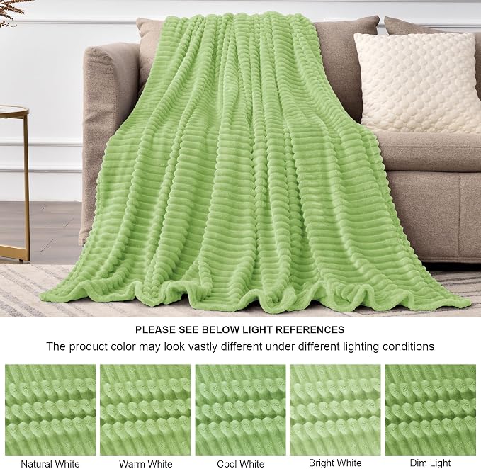 BEDELITE 3D Ribbed Jacquard Green Blankets Queen Size - Image 6