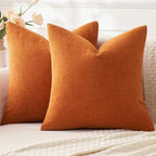 MIULEE Fall Orange Chenille Couch Euro Throw Pillow Covers, 22x22 | Set of 2 by MIULEE