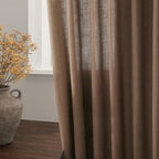 Caramel Brown Linen Curtains for Living Room Extra Long 144 Inches Long Back - Image 8
