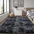 PLHXFR 6x9 Area Rugs Living Room: Fluffy Bedroom Soft Shag Rug Black Grey | - Image 2