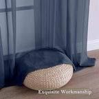 Navy Blue Sheer Curtains 96 Inches Long 2 Pcs, Light Filtering Window Curtains - Image 7