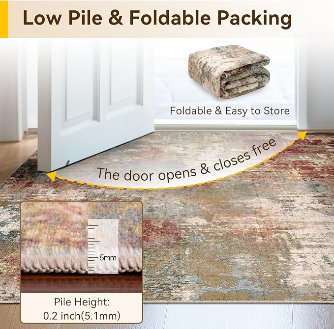 RELEANY Washable 7'x9' Abstract Area Rug - Image 6