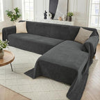 2 Pieces Sectional Couch Covers L Shaped Cover XXXL Charcoal Gray | Thick by Unknown