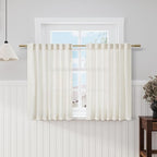Cream Kitchen Cafe Linen Curtains 49 Inch Length 2 Panel Set Back Tab Pocket by Nanspring