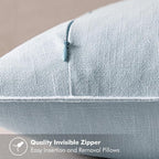 MIULEE Decorative Linen Euro Sham Pillow Covers 24x24 Light Blue | Boho - Image 3