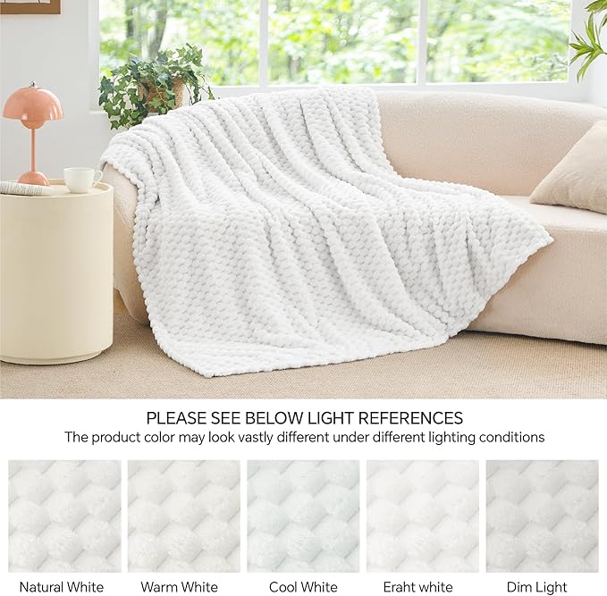 BEDELITE White King Blanket for Bed, Soft Cozy Gifts for Women, 108 * 90 | 3D - Image 6