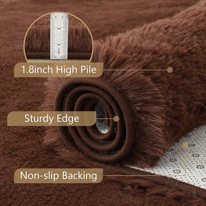 3x5 Brown Fluffy Soft Area Rug Non-Slip - Image 6